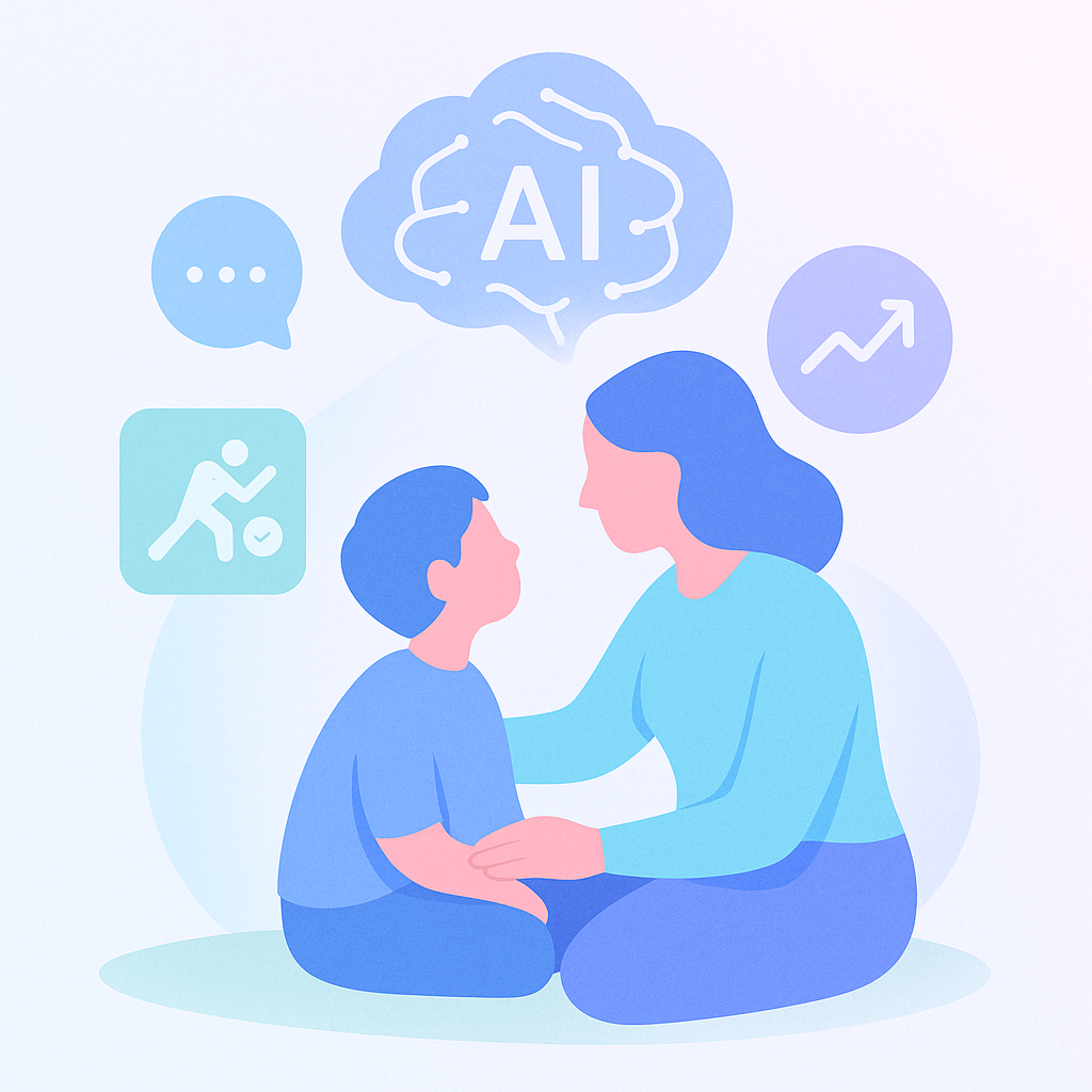 Mother and child using Nuroo app for special needs support
